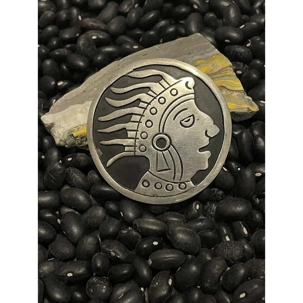Huge Vintage Sterling Mexico Kachina Mud Man Afghan Storyteller Pin Pendant - Picture 7 of 7
